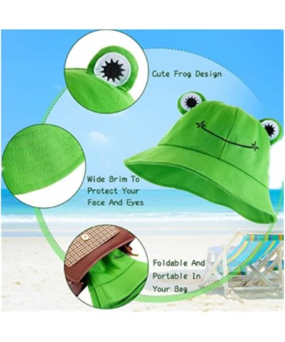 Cute Frog Bucket Hat Adults Cotton Bucket Hat Summer Hat Sun Protection Cap Fisherman Beach Festival Sun Hat Yellow $8.09 Buc...