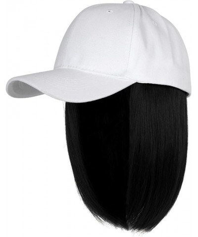 Baseball Cap with Hair Extensions Straight Short Hair Hairstyle Wig Hat Fashionable Classic Wide Brim Hat for Womens D $9.89 ...