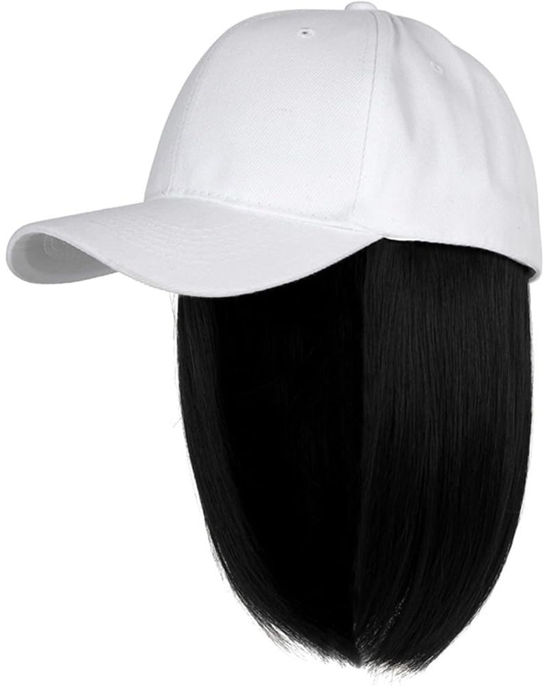 Baseball Cap with Hair Extensions Straight Short Hair Hairstyle Wig Hat Fashionable Classic Wide Brim Hat for Womens D $9.89 ...