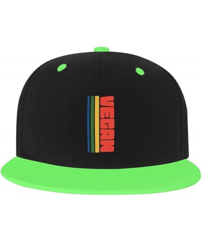 Adjustable Snapback Hat for Men Women, Retro Vegan Veganism Unisex Hip Hop Baseball Cap Trucker Dad Hats Green $11.11 Basebal...