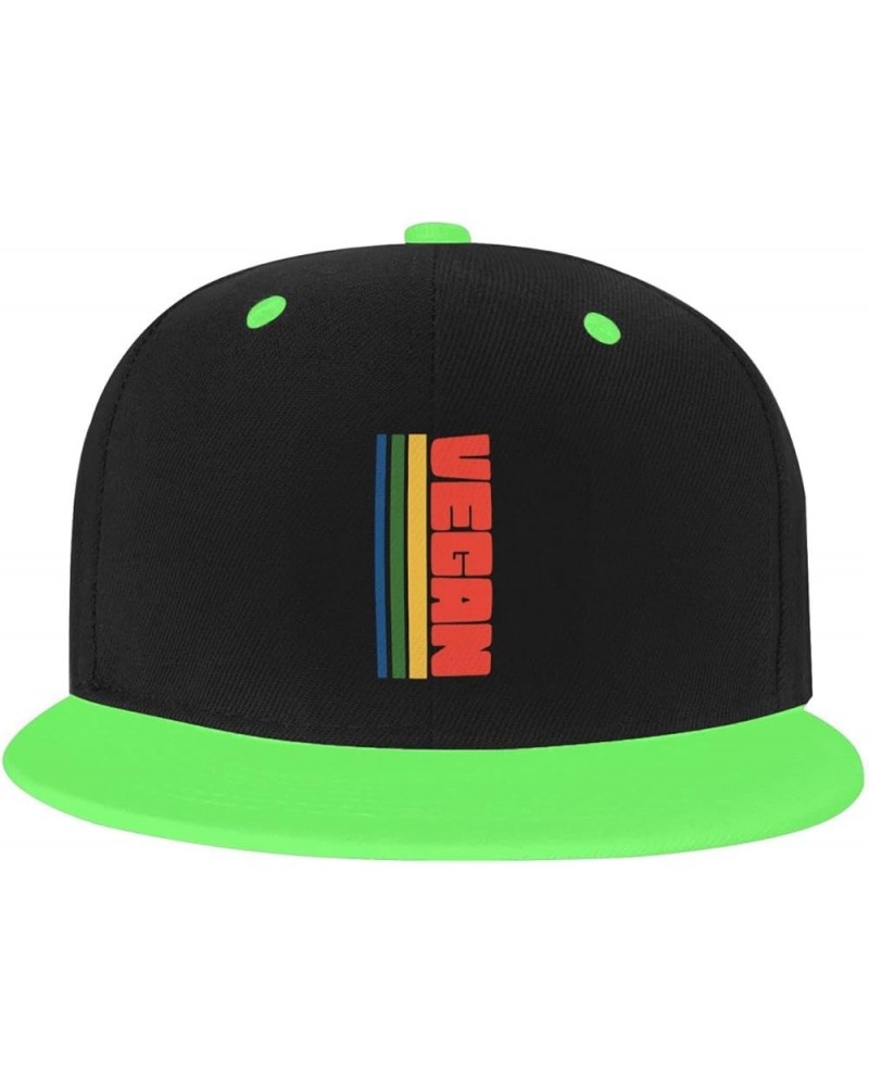 Adjustable Snapback Hat for Men Women, Retro Vegan Veganism Unisex Hip Hop Baseball Cap Trucker Dad Hats Green $11.11 Basebal...