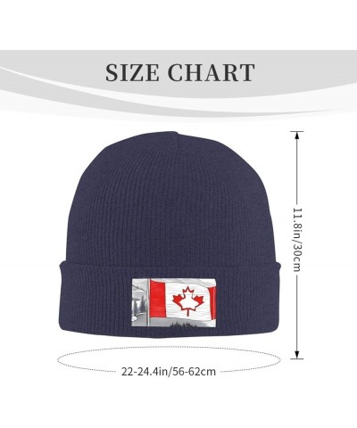 Black Warm Knit Hat Canadian Flag Prints Soft Good Elasticity Suitable for Daily and Outdoor Sports Navy Blue $12.50 Skullies...