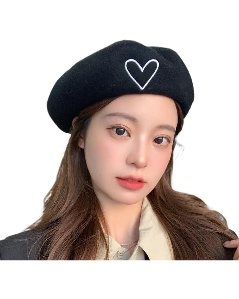 Fashion Love Embroidered Wool Beret hat Women Spring Autumn Winter Retro Casual Painter hat Party Cosplay Halloween Daily Bla...