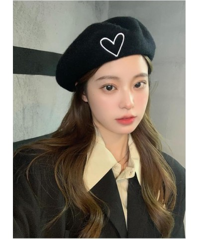 Fashion Love Embroidered Wool Beret hat Women Spring Autumn Winter Retro Casual Painter hat Party Cosplay Halloween Daily Bla...