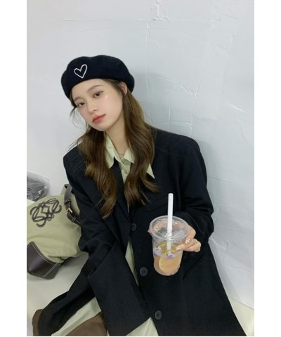 Fashion Love Embroidered Wool Beret hat Women Spring Autumn Winter Retro Casual Painter hat Party Cosplay Halloween Daily Bla...