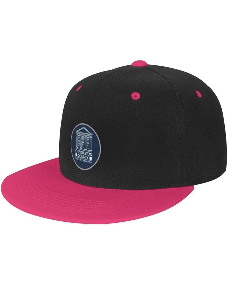 Charleston County Seal Baseball Cap for Men Women Snapback Hat Adjustable Flat Bill Hats Pink $10.88 Baseball Caps