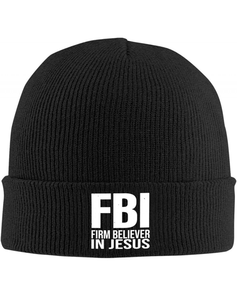 FBI Firm Believer in Jesus Winter Knit Cap Soft Ski Hat Unisex Black Beanie Hat for Men Women Winter Hat Black $11.08 Skullie...