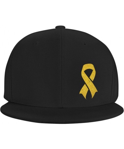 Childhood Cancer Awareness Classic Unisex Sun Hat with Flat Brim - Adjustable and Stylish for Outdoor Adventures! Black $10.3...