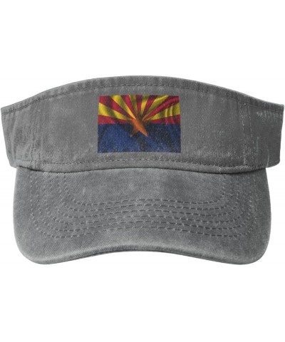 Silk Style Flag of Arizona Sun Visor Hats for Women Men Sun Hat Vintage Golf Hat Adjustable Baseball Cap Gray $10.65 Visors