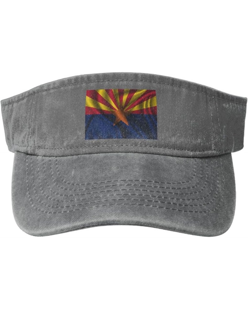 Silk Style Flag of Arizona Sun Visor Hats for Women Men Sun Hat Vintage Golf Hat Adjustable Baseball Cap Gray $10.65 Visors