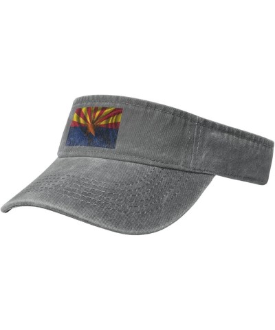 Silk Style Flag of Arizona Sun Visor Hats for Women Men Sun Hat Vintage Golf Hat Adjustable Baseball Cap Gray $10.65 Visors