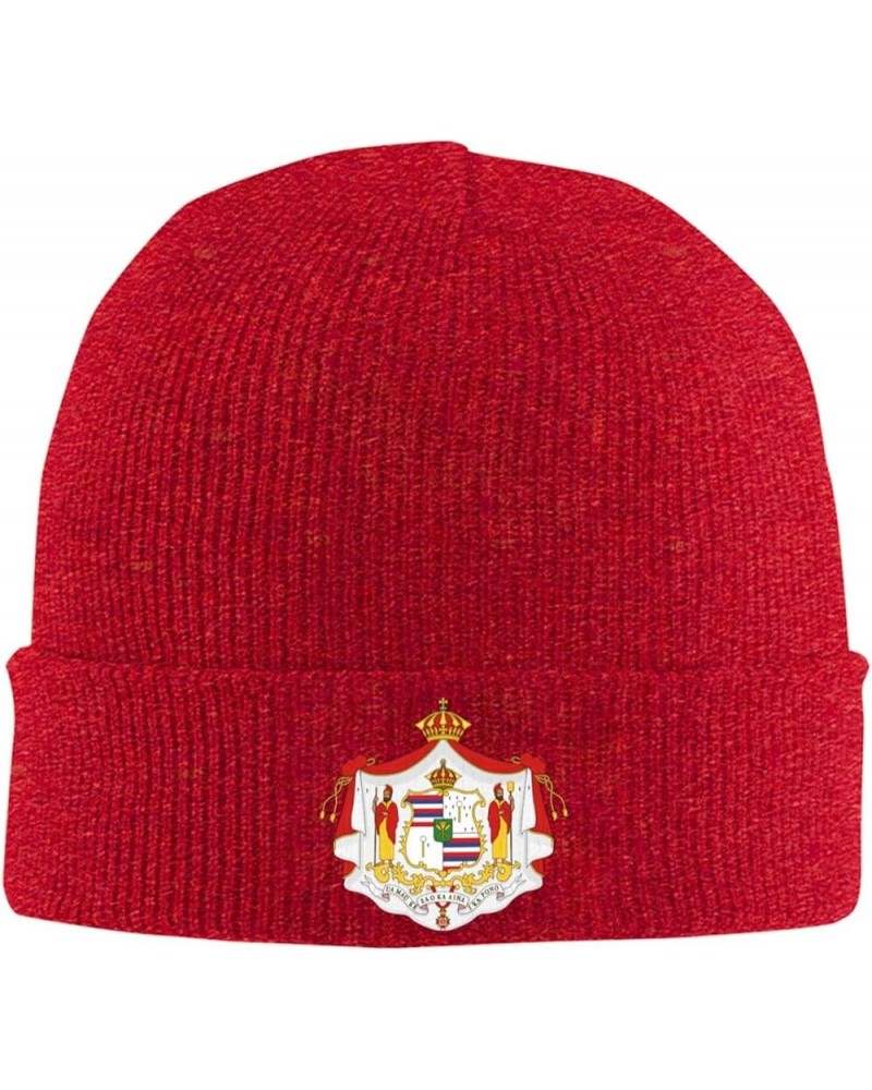 Hawaiian Coat of Arms Cozy Knitted Hat for Winter - Warm Comfort Black Red $14.07 Skullies & Beanies