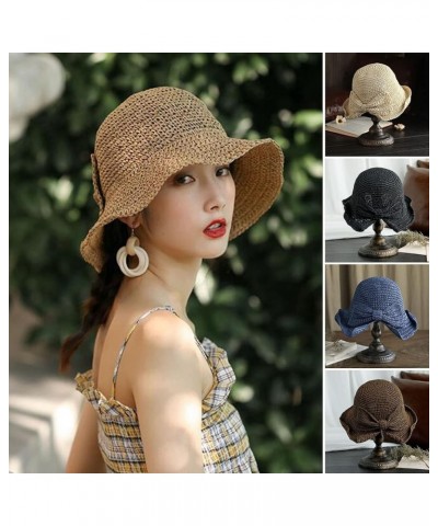 Bucket Hat for Women Dome Foldable Sun Hat Women Wide Brim Floppy Straw Hat Fashion Accessories Orange $8.45 Sun Hats