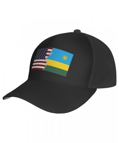 Adjustable Torn Style American and Rwanda Flags Baseball Cap for Men Women Baseball Hat Outdoor Casual Breathable Caps Trucke...