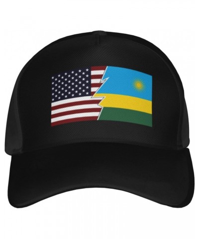 Adjustable Torn Style American and Rwanda Flags Baseball Cap for Men Women Baseball Hat Outdoor Casual Breathable Caps Trucke...