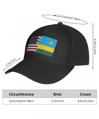 Adjustable Torn Style American and Rwanda Flags Baseball Cap for Men Women Baseball Hat Outdoor Casual Breathable Caps Trucke...