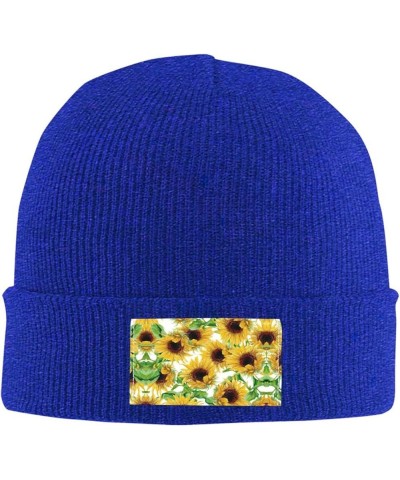 Yellow Sunflowers Print Unisex Lightweight Knit Hat Cap Multifunctional Beanie for Travel, Hiking,Skiing Blue $11.65 Skullies...