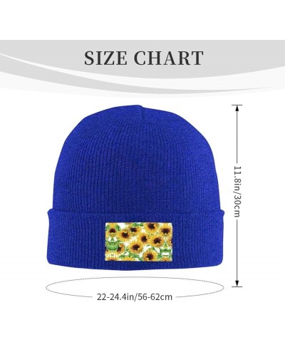 Yellow Sunflowers Print Unisex Lightweight Knit Hat Cap Multifunctional Beanie for Travel, Hiking,Skiing Blue $11.65 Skullies...