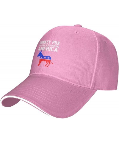 Donkey Pox Conservative Republican Anti Biden Hat for Men Women Baseball Fitted Cap Vintage Dad Hat Outdoor Sport Black Pink ...