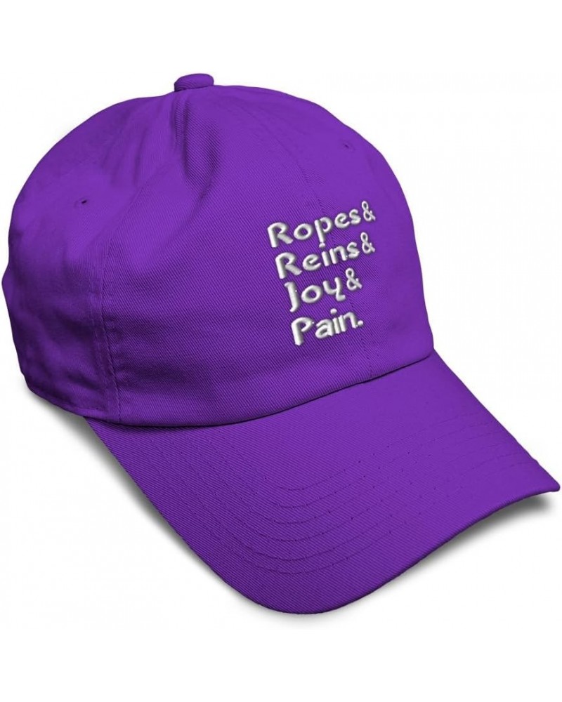 Soft Baseball Cap Ropes & Reins & Joy & Pain Cotton Dad Hats for Men & Women Purple $16.51 Baseball Caps