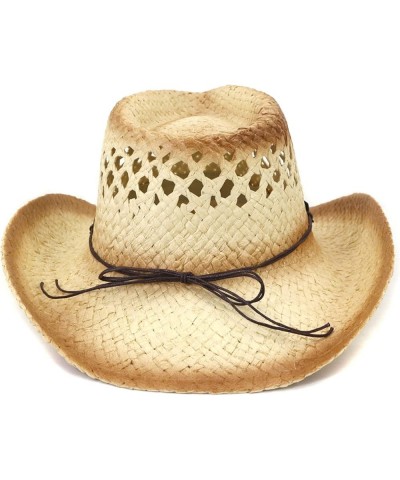 Straw Cowboy Hat Men Summer Hollow Wide Brim Women Cowgirl Hat Sombrero Beach Sun Hat Versatile Costume Accessory Khaki $22.5...