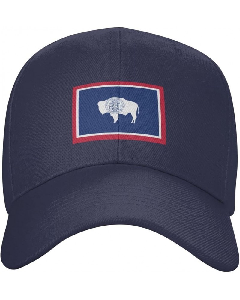 Flag of Wyoming Baseball Cap for Men Women Dad Hat Classic Adjustable Golf Hats Navy Blue $10.50 Baseball Caps