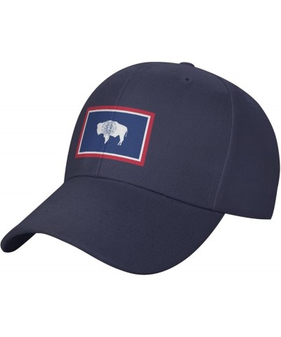 Flag of Wyoming Baseball Cap for Men Women Dad Hat Classic Adjustable Golf Hats Navy Blue $10.50 Baseball Caps