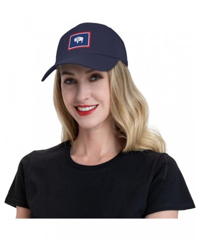 Flag of Wyoming Baseball Cap for Men Women Dad Hat Classic Adjustable Golf Hats Navy Blue $10.50 Baseball Caps