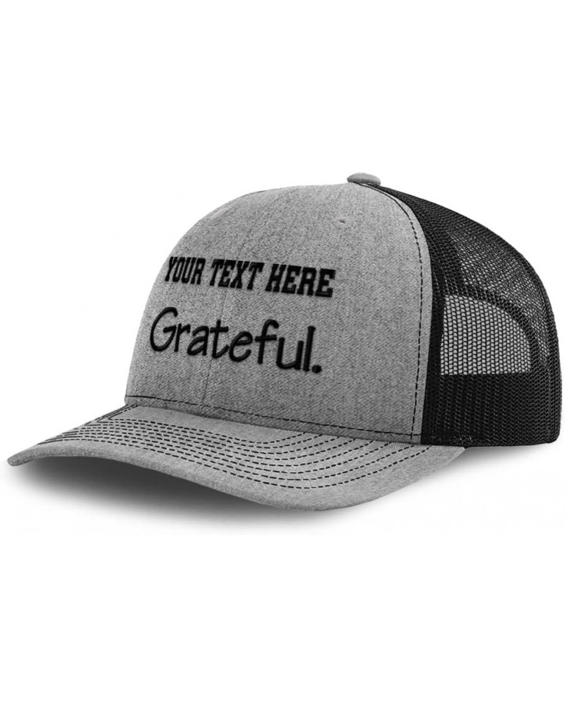 Custom Richardson Trucker Hat Grateful Human Values Polyester Baseball Cap Heather Grey Black Personalized Text Here $15.53 B...