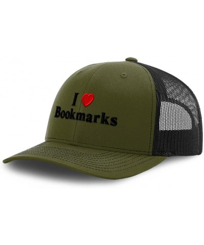 Custom Richardson Trucker Hat I (Love) Bookmarks Red Heart Hobbies Lovers Loden Black Design Only $17.84 Baseball Caps