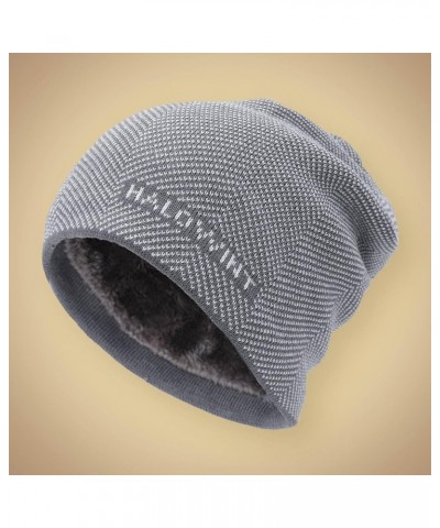 Unisex Fuzzy Fleece Lined Hats Rib Knitted Solid Color Skull Cap Soft Slouchy Cuffed Beanie Winter Warm Hat Grey $9.90 Skulli...