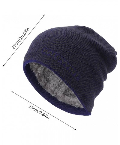 Unisex Fuzzy Fleece Lined Hats Rib Knitted Solid Color Skull Cap Soft Slouchy Cuffed Beanie Winter Warm Hat Grey $9.90 Skulli...