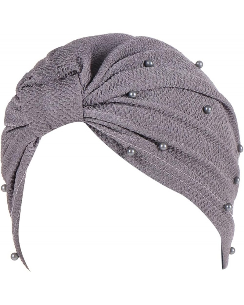 Dressy Hats for Women Womens Fashion Elastic Solid Color Comfortable Cap Beaded Large Cap for Women Grey $8.31 Rain Hats