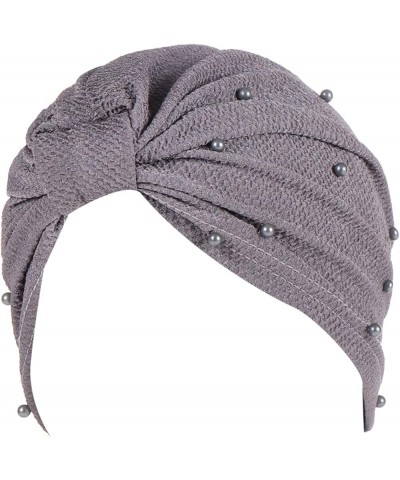 Dressy Hats for Women Womens Fashion Elastic Solid Color Comfortable Cap Beaded Large Cap for Women Grey $8.31 Rain Hats