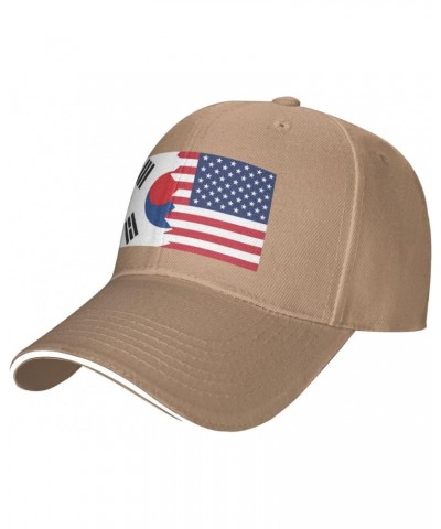 Korean American Half South Korea Half America Flag Adjustable Sandwich Dad Casquette for Men Women Natural $13.93 Balaclavas