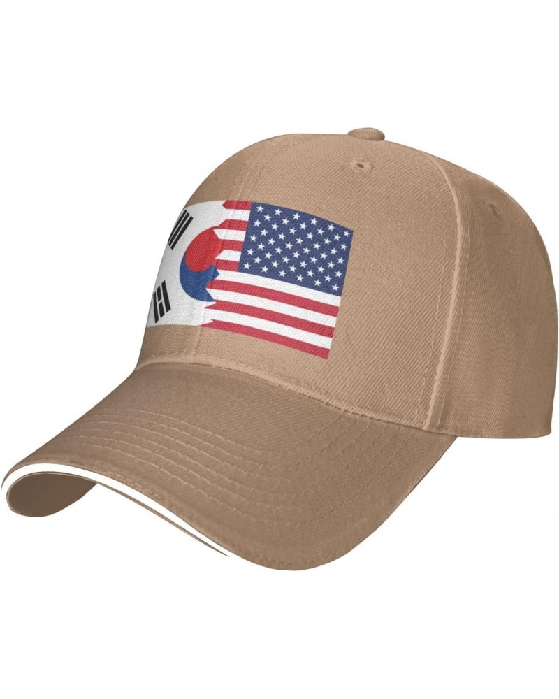 Korean American Half South Korea Half America Flag Adjustable Sandwich Dad Casquette for Men Women Natural $13.93 Balaclavas