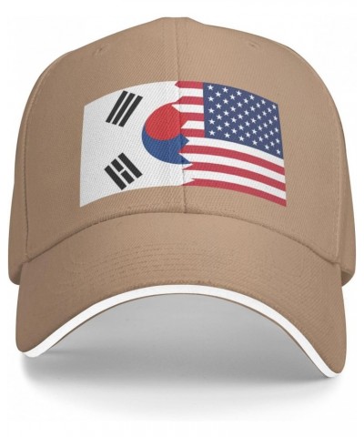 Korean American Half South Korea Half America Flag Adjustable Sandwich Dad Casquette for Men Women Natural $13.93 Balaclavas