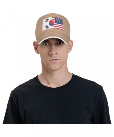 Korean American Half South Korea Half America Flag Adjustable Sandwich Dad Casquette for Men Women Natural $13.93 Balaclavas