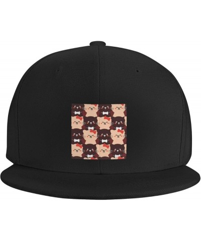 Cartoon Cat Seamless Diagram Baseball Cap for Men Women Snapback Hat Trucker Flat Bill Caps Sun Hat Black $11.73 Baseball Caps