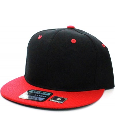 Classic Flat Bill Visor Blank Snapback Hat Cap with Adjustable Snaps Black-red $8.99 Baseball Caps