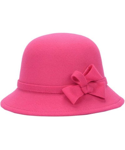 Women Short Edge Wool Felt Bucket Hat Timelessly Warm Fedora Hats Elegant Dress Hat for Wedding Church 2 $9.84 Fedoras