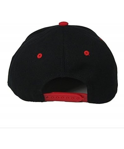 Classic Flat Bill Visor Blank Snapback Hat Cap with Adjustable Snaps Black-red $8.99 Baseball Caps