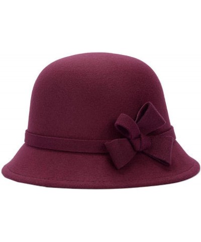 Women Short Edge Wool Felt Bucket Hat Timelessly Warm Fedora Hats Elegant Dress Hat for Wedding Church 2 $9.84 Fedoras