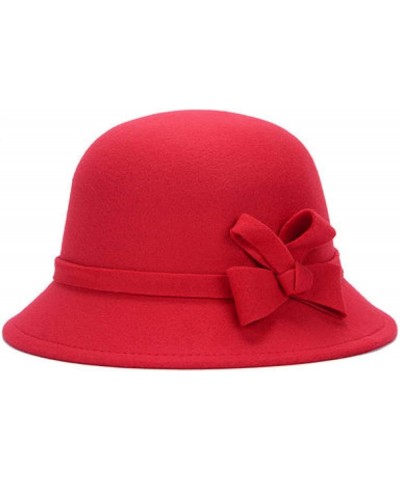 Women Short Edge Wool Felt Bucket Hat Timelessly Warm Fedora Hats Elegant Dress Hat for Wedding Church 2 $9.84 Fedoras