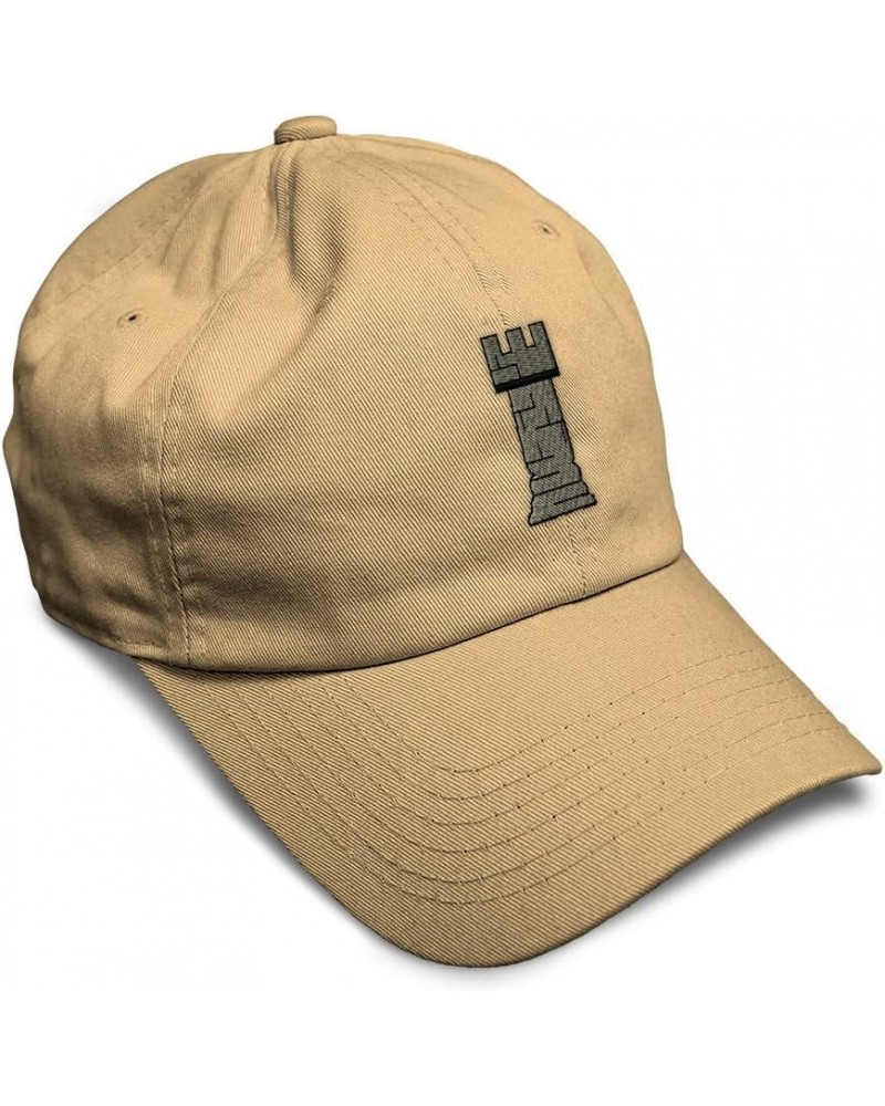 Custom Soft Baseball Cap Chess Rook Embroidery Chess Chess Rook Twill Cotton Dad Hats for Men & Women Khaki Design Only $17.9...