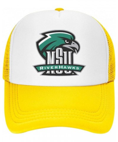 Northeastern State University Logo Trucker Hats for Both Men and Women - Mesh Baseball Snapback Hats Yellow $13.19 Baseball Caps