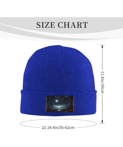 Black Knit Hat Cap The Moon, The Stars and The Planets Pattern Soft Good Elasticity Suitable for Outdoor Sports Blue $9.01 Sk...