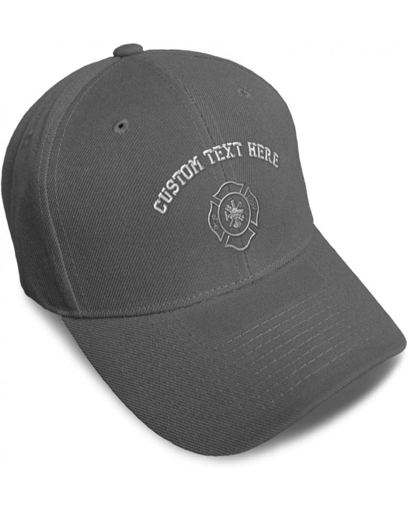 Custom Baseball Cap Firefighter Logo Silver Embroidery Dad Hats for Men & Women Dark Grey Personalized Text Here $13.50 Baseb...