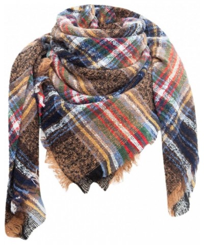 Classic Plaid Tartan Scarf for Women Men Soft Check Tassel Scarves Soft Classic Winter Scarf C-brown $5.96 Scarves