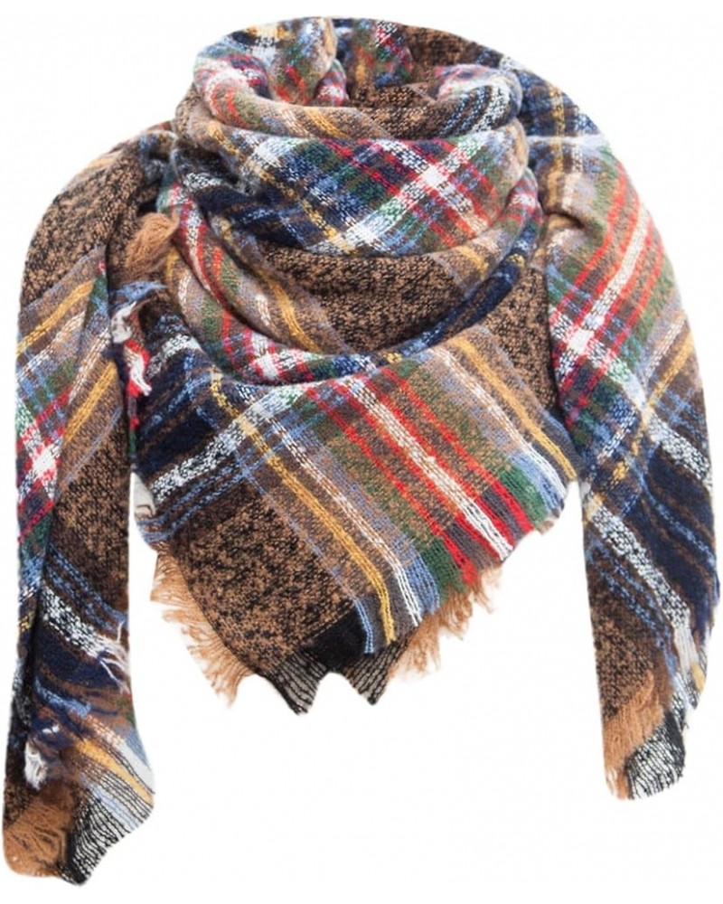 Classic Plaid Tartan Scarf for Women Men Soft Check Tassel Scarves Soft Classic Winter Scarf C-brown $5.96 Scarves